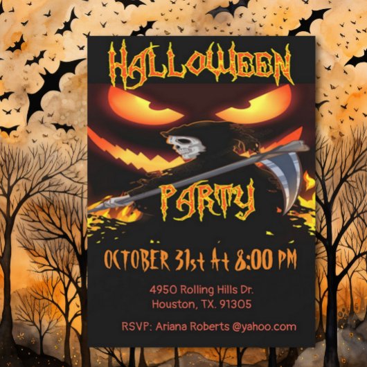 邪悪な目と死神のハローウィンパーティ 招待状