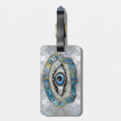 邪悪な目のアミュレットの測地座標と結晶 ラゲッジタグ (裏面縦)