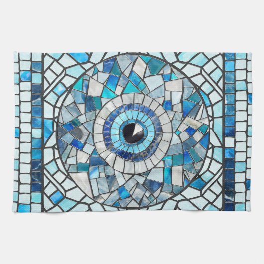 邪悪な目のアミュレットモザイクアート キッチンタオル (横)