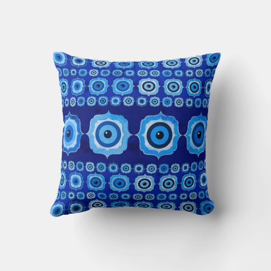 邪悪な目のタイルオーナメント – 青いガラスと銀 クッション (裏面)
