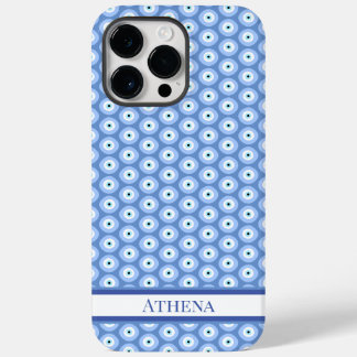 邪悪な目のパターンソフトブルー名ギリシャのアミュレット Case-Mate iPhone 14 PRO MAXケース