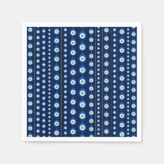 邪悪な目のパターン – 金色のアクセントを持つダークブルー スタンダードカクテルナプキン (正面)
