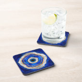 邪悪な目の水の色の瑪瑙と金ゴールド コースター (右側)