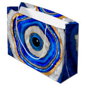 邪悪な目の水の色の瑪瑙と金ゴールド ラージペーパーバッグ (裏面アングル)