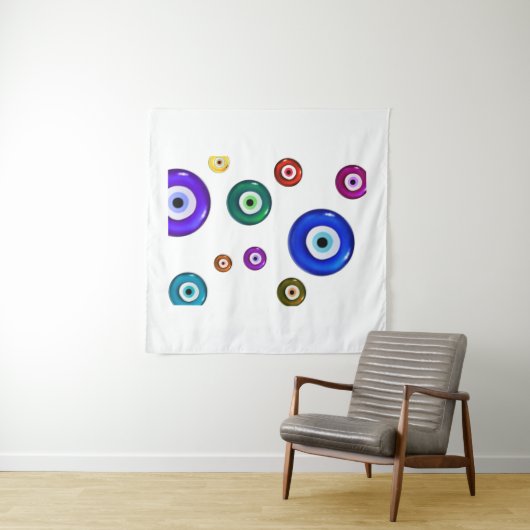 邪悪な目の白の背景 タペストリー (インサイチュ(横))