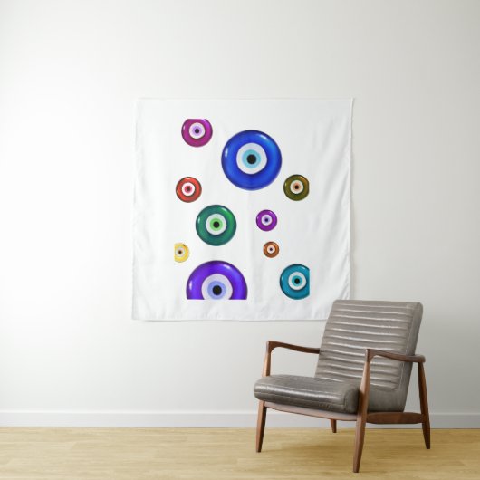 邪悪な目の白の背景 タペストリー (インサイチュ)