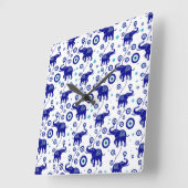 邪悪な目の象の幸運の守りパターン スクエア壁時計 (傾斜)