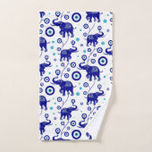 邪悪な目の象の幸運の守りパターン バスタオルセット (ハンドタオル)