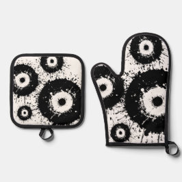 邪悪な目は白黒 鍋つかみ&鍋敷きセット