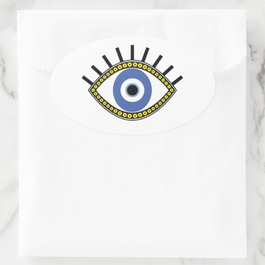 邪悪な目を守る民族のタリスマンのシンボル 楕円形シール (バッグ)