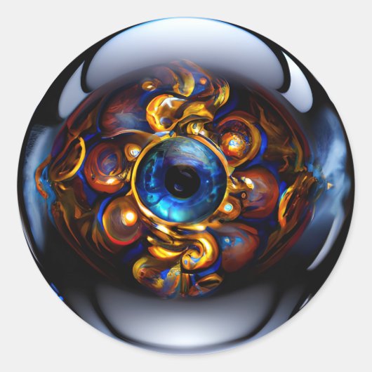 邪悪な目ダークブルー ラウンドシール (正面)