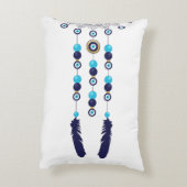 邪悪な目マンダラドリームキャッチャー入りブルーと金ゴールド アクセントクッション (裏面(縦))