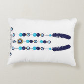 邪悪な目マンダラドリームキャッチャー入りブルーと金ゴールド アクセントクッション (裏面)