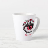 邪悪な目メルト不気味なホラーサイケデリックステイ風変わり カフェラテマグ (右アングル)