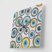 邪悪な目モザイクタイルパターン スクエア壁時計 (傾斜)