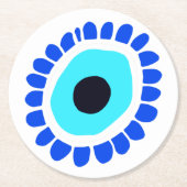 邪悪な目古代ギリシャのトルコの幸運のシンボル ラウンドペーパーコースター (正面)