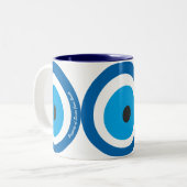 "邪悪な目"グッドラックアミュレットカスタムマググ ツートーンマグカップ (正面左)