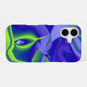 邪悪な目、緑の青い紫の3D抽象芸術 iPhone 16ケース
