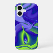 邪悪な目、緑の青い紫の3D抽象芸術 iPhone 16ケース (裏面)