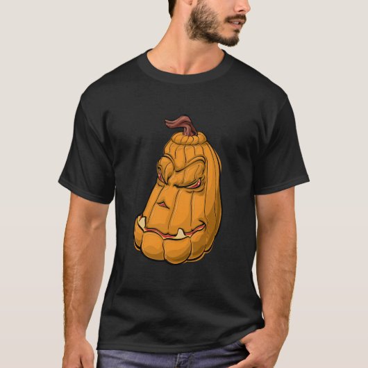 "邪悪な笑顔のかぼちゃ – ハロウィーンのキャラクタースタイル モンスター" Tシャツ (正面)