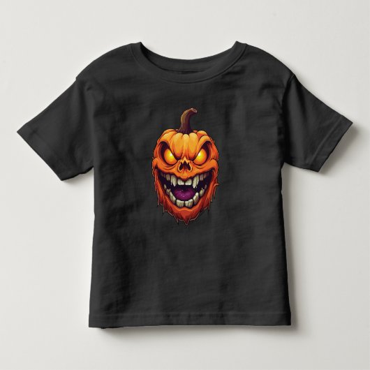 邪悪な笑顔のカボチャの頭 トドラーTシャツ (正面)