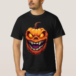 邪悪な笑顔のカボチャの頭 Tシャツ