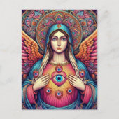 邪悪な聖なるマリアハートからの保護 ポストカード (正面)