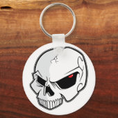 邪悪な血の赤い眼球スカル キーホルダー (正面)