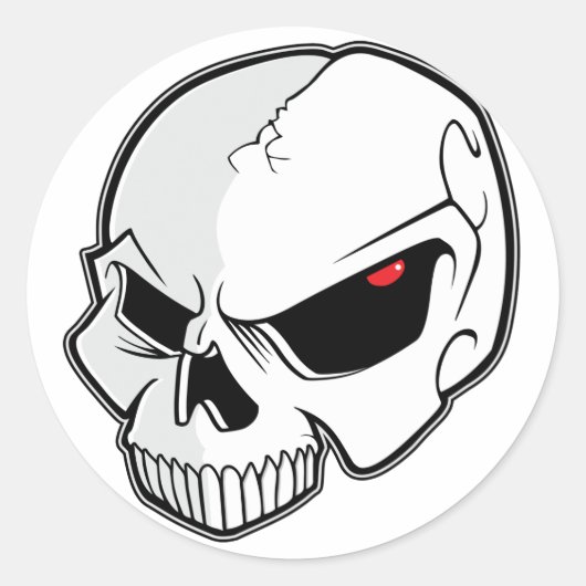 邪悪な血の赤い眼球スカル ラウンドシール (正面)