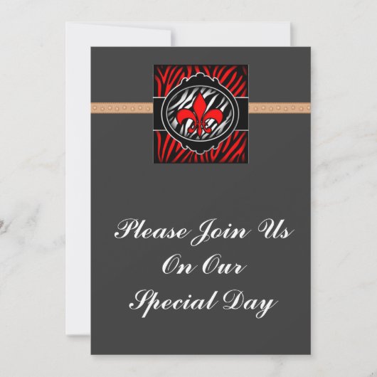 邪悪な赤いゼブラ（紋章の）フラ・ダ・リ記号 招待状 (正面)