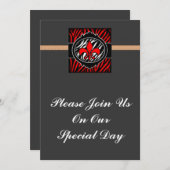 邪悪な赤いゼブラ（紋章の）フラ・ダ・リ記号 招待状 (正面/裏面)