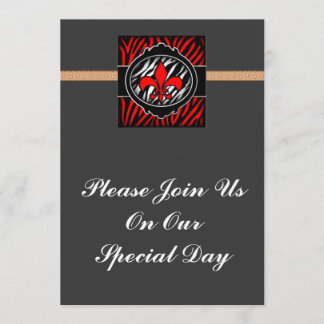 邪悪な赤いゼブラ（紋章の）フラ・ダ・リ記号 招待状