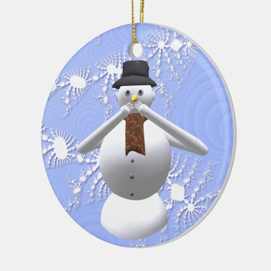 邪悪な雪だるまのクリスマスツリーの装飾を話さないで下さい セラミックオーナメント (左)