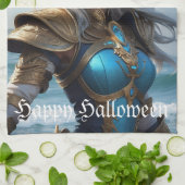 邪悪な青い目の猫 キッチンタオル (折り畳み)