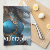 邪悪な青い目の猫 キッチンタオル (四つ折り)