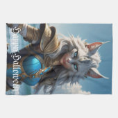 邪悪な青い目の猫 キッチンタオル (横)