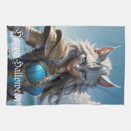 邪悪な青い目の猫 キッチンタオル