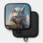 邪悪な青い目の猫 鍋敷き (正面/裏面)