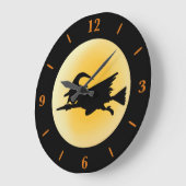 邪悪な飛んでいる魔女シルエットラージラウンドクロック ラージ壁時計 (傾斜)