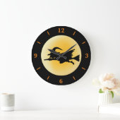 邪悪な飛んでいる魔女シルエットラージラウンドクロック ラージ壁時計 (ホーム)