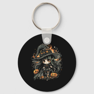 邪悪な魅惑的なハロウィーンの魔女アート キーホルダー