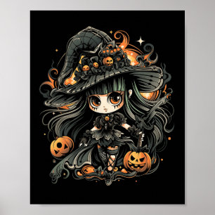 邪悪な魅惑的なハロウィーンの魔女アート ポスター