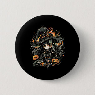 邪悪な魅惑的なハロウィーンの魔女アート 缶バッジ
