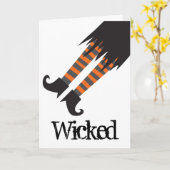 邪悪な魔女おかしいハロウィーン カード (黄色い花)