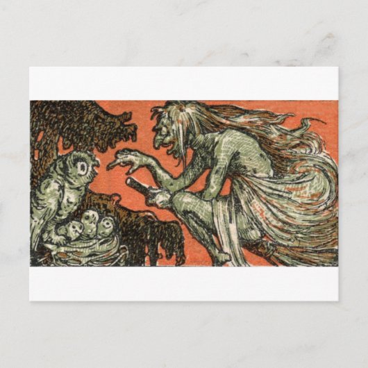 邪悪な魔女とフクロウ ポストカード (正面)