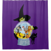 邪悪な魔女のクリスタルボールのハロウィン シャワーカーテン (正面)