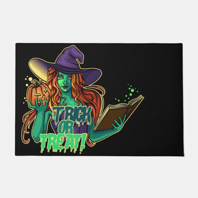 邪悪な魔女のトリックまたは治療 ドアマット (正面)