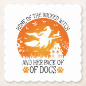 邪悪な魔女の家と犬の群れクール ペーパーコースター (正面)