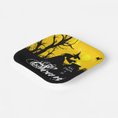 邪悪な魔女シルエットハロウィーン ペーパープレート (傾斜あり)