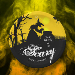 邪悪な魔女シルエットハロウィーン ペーパープレート